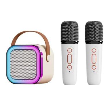 Imagem de Máquina de Karaokê com Microfone Sem Fio Alto-Falante Portátil Efeitos Luz BT e Bateria para Festa em Casa