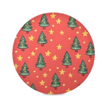 Imagem de STAYTOP Jogo americano redondo de árvore de Natal, 6 peças, tapetes de mesa antiderrapantes fáceis de limpar para decoração de mesa de festa de churrasco em casa