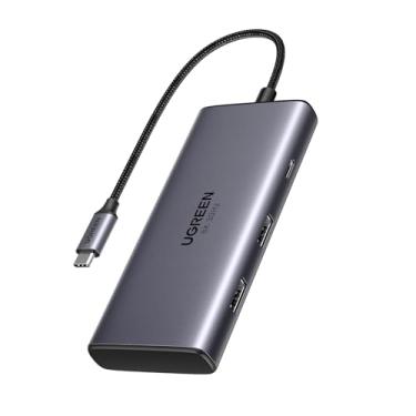 Imagem de UGREEN Revodok USB C HUB 6 em 1 com 2 HDMI, Dual HDMI 4K@60Hz, Single 8K@30Hz, 5Gbps USB C, 2 USB 3.0, PD 100W, Compatível com XPS, ThinkPad, Surface e Mais (Somente macOS Suporta Modo Espelho)