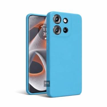Imagem de Capa Capinha Case Compatível Motorola Moto Edge 50 Neo Silicone Aveludada Anti Impacto Reforçada Emborrachado Com Proteção De Câmera Premium (AZUL PISCINA)