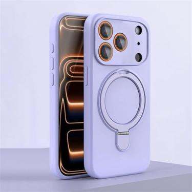 Imagem de Capa magnética de silicone para iPhone 17, 16, 15, 14, 13, 11, 12, Pro Max, Air, com suporte de anel, para iPhone 14, 15, 16 Plus, roxa.