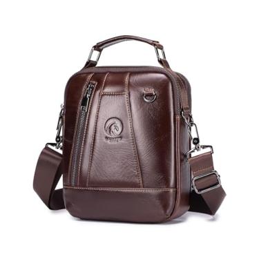 Imagem de Bolsa tiracolo masculina vintage de couro legítimo RAINBOW HORSE - Estilo atemporal, funcional para o dia a dia