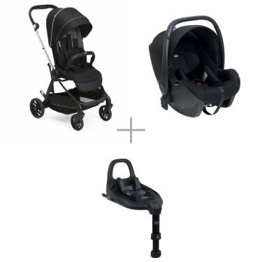 Imagem de Kit Carrinho de Bebe Chicco Compacto One4ever Lounge + Bebe Conforto Kory +Base para Bebe Conforto Full 360 I-size 40871099100001K