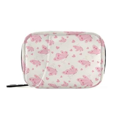 Imagem de Burbuja Estojo para comprimidos de viagem Pink Butterfles, caixa de comprimidos portátil semanal, organizador de 7 dias para guardar medicamentos e suplementos vitamínicos com zíper para viagens