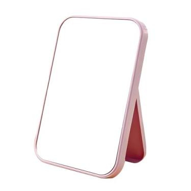 Imagem de Espelho Para Maquiagem Mesa Dobrável Portátil Facial Retangular Cor:Ro