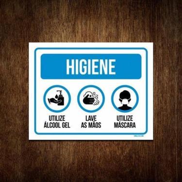 Imagem de Placa - Máscara De Proteção, Álcool Gel, Lave As Mãos