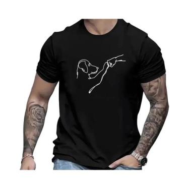 Imagem de Camiseta Masculina Slim Fit De Verão 100% Algodão Com Estampa De Desen