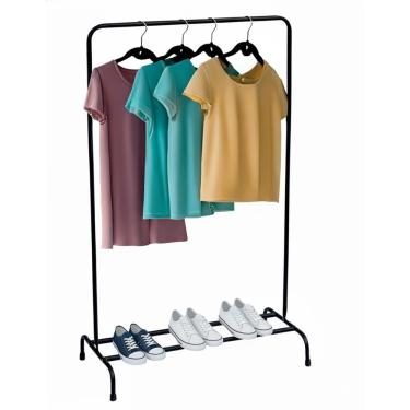 Imagem de Arara Expositora Com Sapateira Cabideiro Slim Em Aço 124cm altura