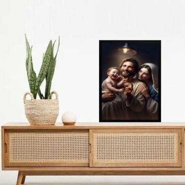 Imagem de Quadro Decorativo Sagrada Família Feliz 24X18Cm - Com Vidro