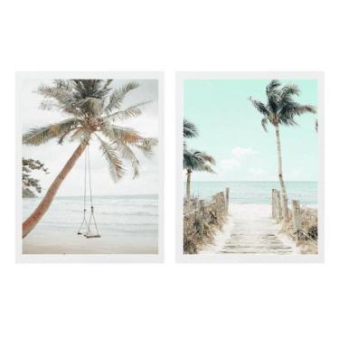 Imagem de Kit 2 Quadros Fotografias Praia Nude 33X24Cm - Com Vidro