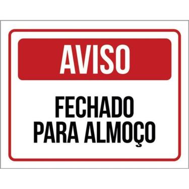 Imagem de Kit 3 Placas Aviso Fechado Para Almoço Vermelha