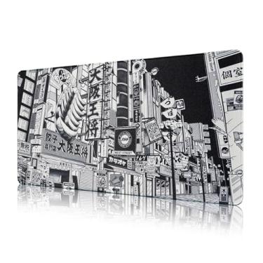 Imagem de Tapete de mouse grande de rua japonesa com bordas costuradas, tapete de mesa de anime grosso à prova d'água para jogos, 80 cm x 39,9 cm, protetor de laptop, tapete de mesa para mesa com base