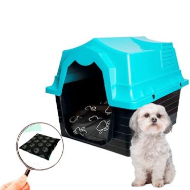 Imagem de Casinha para Cachorro Porte Médio Nº4 2 em 1 com Colchonete Cama Pet Plástica Lavável Proteção contra Chuva(VERDE TIFFANY,COM COLCHÃO)