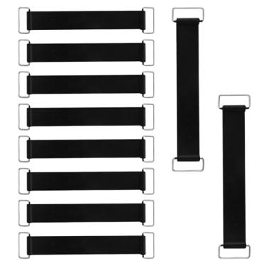 Imagem de 10 Conjunto de Cintas Fixação para Bateria Motocicleta, Cintas de Borracha Elásticas com Fivelas Metal Cinta Fixação para Bateria Scooter Acessórios Reposição (Preto)