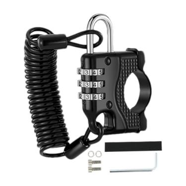 Imagem de Cadeado Para Capacete de Moto | Dispositivo De Proteção Anti-Roubo Com Combinação Digital Para Capacete | Cadeado Retrátil De Banco - Crianças Adultos Moto Bicicleta Elétrica Estacionamento Garagem