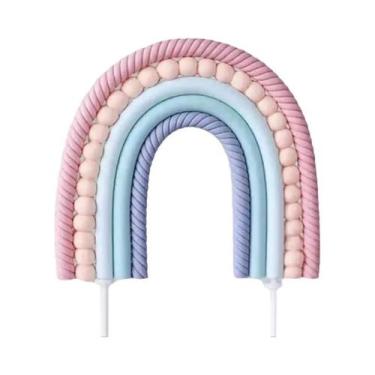 Imagem de Topo De Bolo Unicórnio Arco-Íris Para Menina, Decoração De Festa De 1º