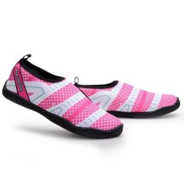 Imagem de Sapatilha Náutica Aquatica Feminina Rosa Neoprene Solado Antiderrapante Esportiva Calce Fácil-Feminino