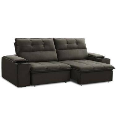 Imagem de Sofá Retrátil Reclinável Para Sala 3 Lugares 250cm Zayn F04 Veludo Marrom Escuro - Lyam Decor