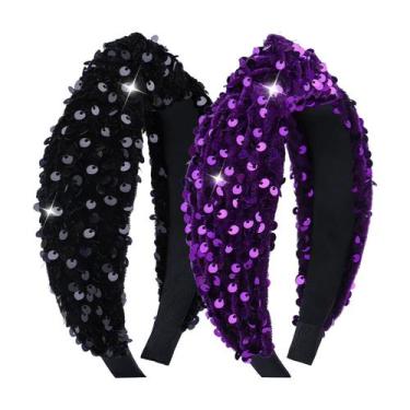 Imagem de Bandana Lanmerry Knotted, 2 peças de glitter, lantejoulas, veludo, fem