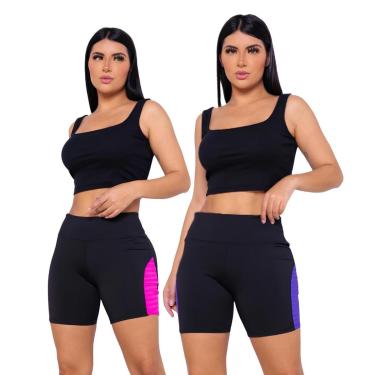Imagem de Kit c/ 2 SHORTS LEG Legging REDINHA Cintura Alta Fitness Treino Casual Corrida Academia 1035-Feminino