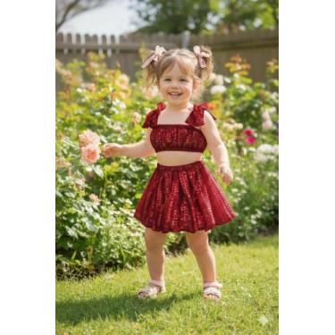 Imagem de Conjunto de Carnaval Infantil em Paetê Brilhante 4 a 8 Anos  Fantasia 