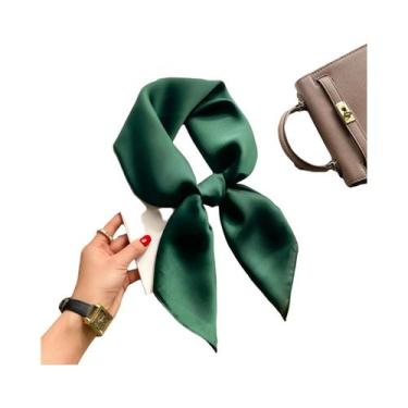 Imagem de Lenço Hijab De Seda Satinada De 70cm Em Cor Sólida Para Mulheres, Lenç