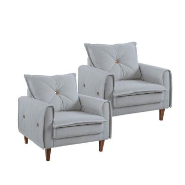 Imagem de Kit 2 Poltronas Miami em Madeira de Eucalipto Movellu Home