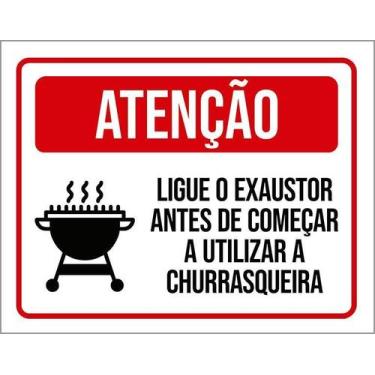 Imagem de Kit 10 Placa Acm Ligue Exaustor Começar Churrasqueira 18X23 - Sinalizo