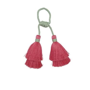 Imagem de Kit Porta Guardanapo Em Tassel Duplo 6Uni Rosa E Verde