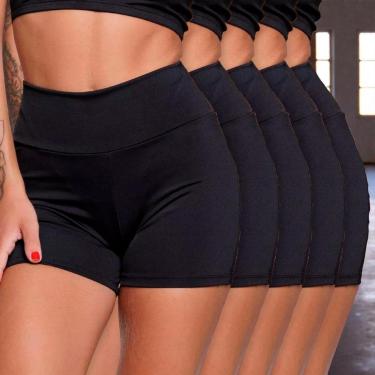 Imagem de Kit c/ 5 SHORTS Legging BASICA 2 Cintura Alta Fitness Treino Casual Preto Cinza 1125-Feminino