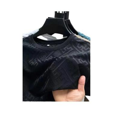 Imagem de Camiseta Masculina De Verão De Alta Qualidade Com Estampa Em Seda Gela