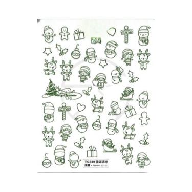 Imagem de Adesivos De Unha De Natal Com Floco De Neve Rosa, Decalques De Unha 5D