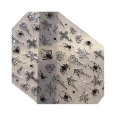 Imagem de Adesivos De Unha De Natal Com Floco De Neve Rosa, Decalques De Unha 5D