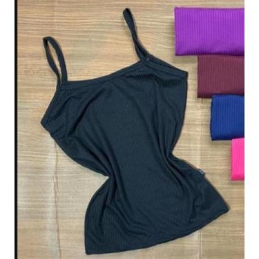 Imagem de Regata canelada feminina alça fina - moda verão - AB, Preto, GG