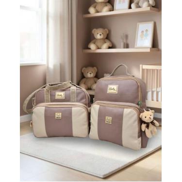 Imagem de Kit Bolsas Média e Mochila Maternidade Bebê Enxoval + Trocador Miellu 