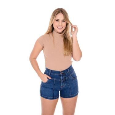 Imagem de Short jeans premium recorte pinça frente vintage com bolso forrrado - 