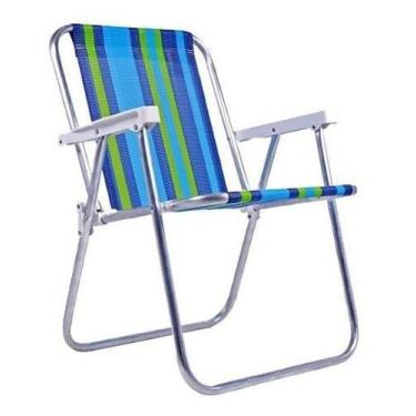 Imagem de Cadeira De Praia Alumínio Polietileno Dobrável 25500 Bel Fix, Azul