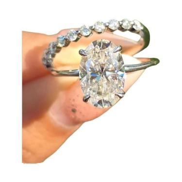 Imagem de Conjunto De Anéis Empilháveis De Zircônia Oval Em Prata Esterlina 925 