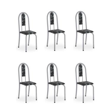 Imagem de Kit c/ 6 Cadeiras Isabel Mart Perola Preto Floral