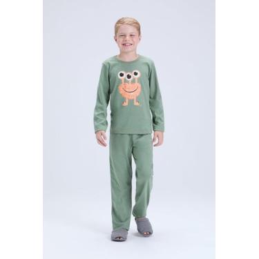 Imagem de Pijama Infantil Masculino Inverno Etzinho Brilha no Escuro, Verde, 8