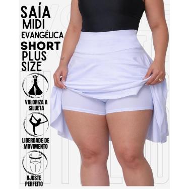 Imagem de Saia Midi Com Short Plus Size Evangélica Wolfox Feminina Elegante Em Suplex-Feminino
