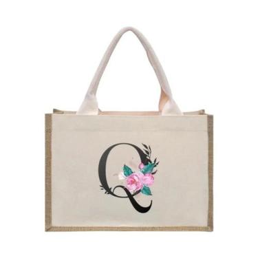 Imagem de Bolsa De Ombro Feminina De Lona Branca Com Estampa, Grande Capacidade,