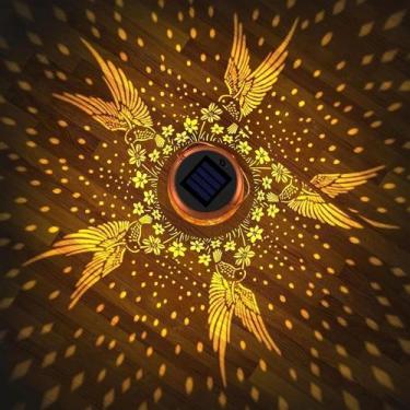 Imagem de Lanterna Solar Decorativa De Metal Vintage Em Forma De Beija-flor Para