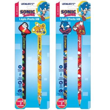 Imagem de Lapis hb com borracha na ponta sonic - blister 2un - leo&leo