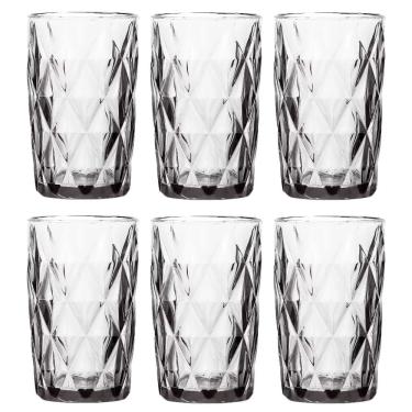 Imagem de Jogo de Copos Diamond para Bebidas em Vidro com Design Geométrico 390ML para Mesa Transparente 123Útil