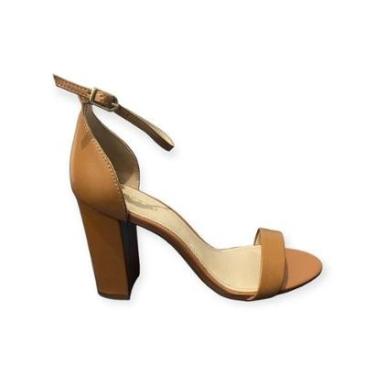 Imagem de Sandalia Feminina Arezzo Couro Salto Bloco Alto Isabelli Marrom-Feminino