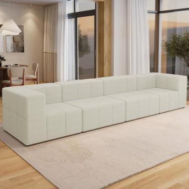 Imagem de Sofá 4 Lugares Para Sala Living Modular 352cm Lancaster F04 Linho Cru 