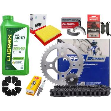 Imagem de Kit Relação, Filtro, Oleo, Vela, Coxim Titan 150 Mix 09 Á 13 - RIFFEL