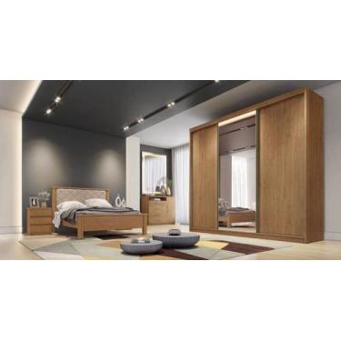 Imagem de Guarda Roupa Casal com 1 Porta Espelhada 8 Gavetas - Diamond-Cumaru - 