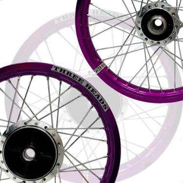 Imagem de Par Roda Aro Three Heads Violeta Disco Titan Fan 150 160 4mm